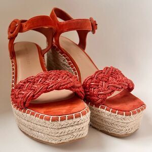 Veronica Beard Reema Espadrille Platform Wedge Sandal Red US 8 NEW MSRP $330